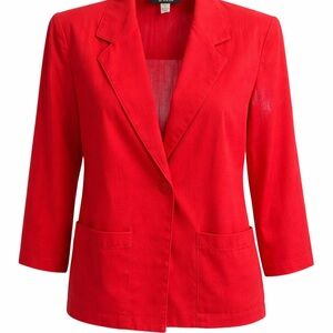Sag Harbor Vintage Vibrant Red Single-Button Blazer with Pockets